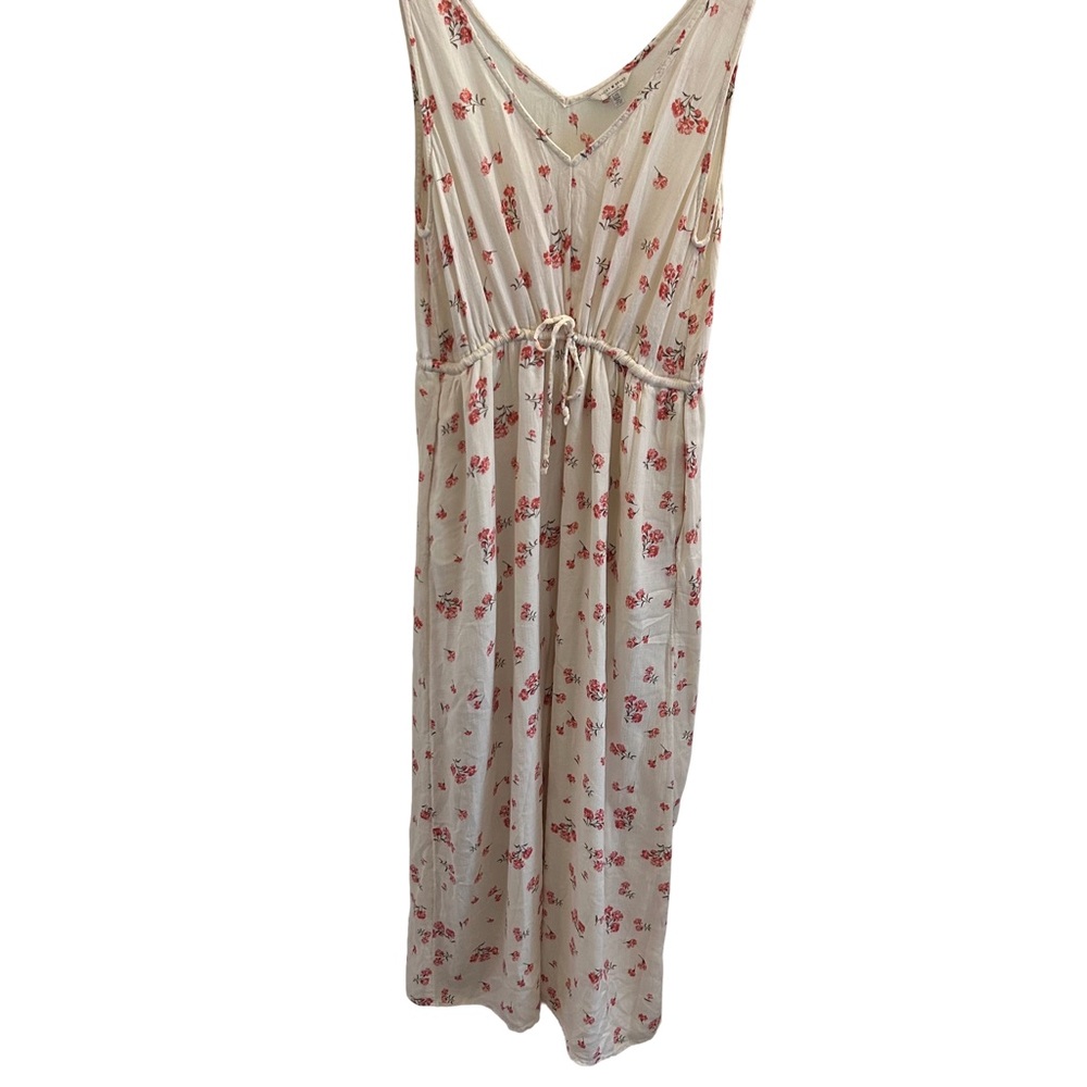 Lucky Brand Romantic Cottagecore Cream and Red Floral Maxi Dress Size L - Picture 4 of 8